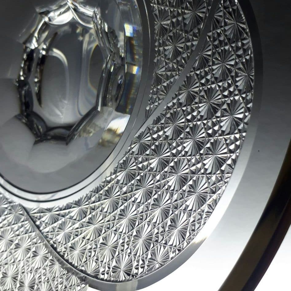 江戸切子　カガミクリスタル　 金縁 クリスタル　　最高級　大皿　【 美品 】