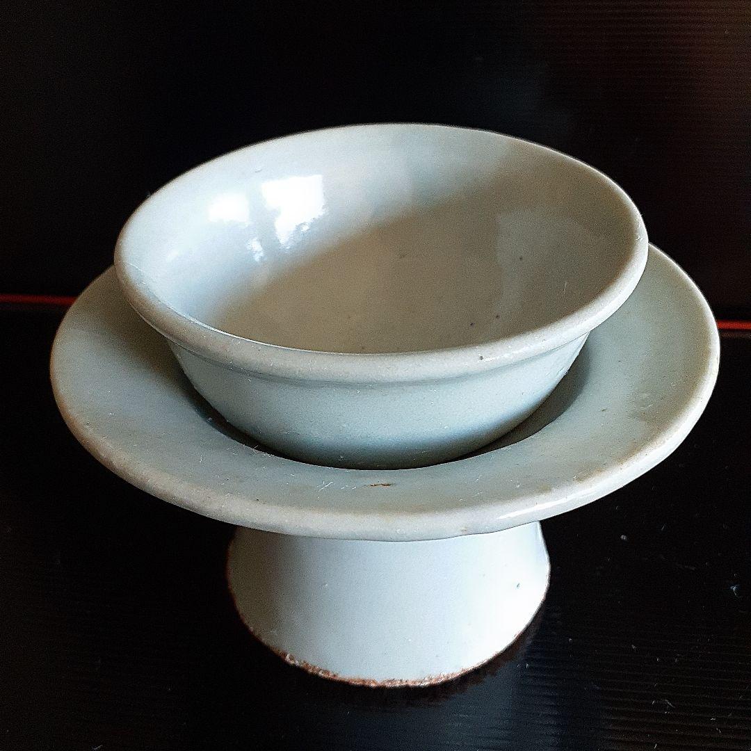 韓国李朝後期白磁椀と台