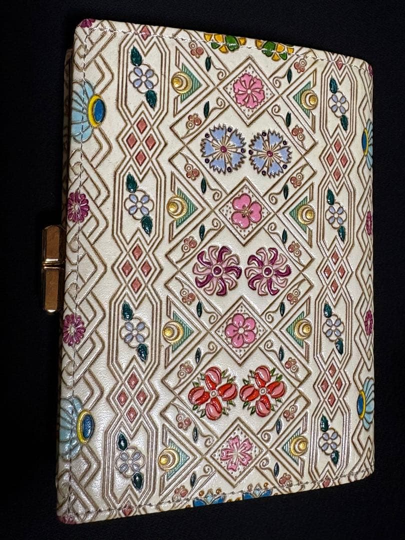 【新品】文庫革 花菱 箱まち口金付き札入れ がま口 二つ折り財布 伝統工芸