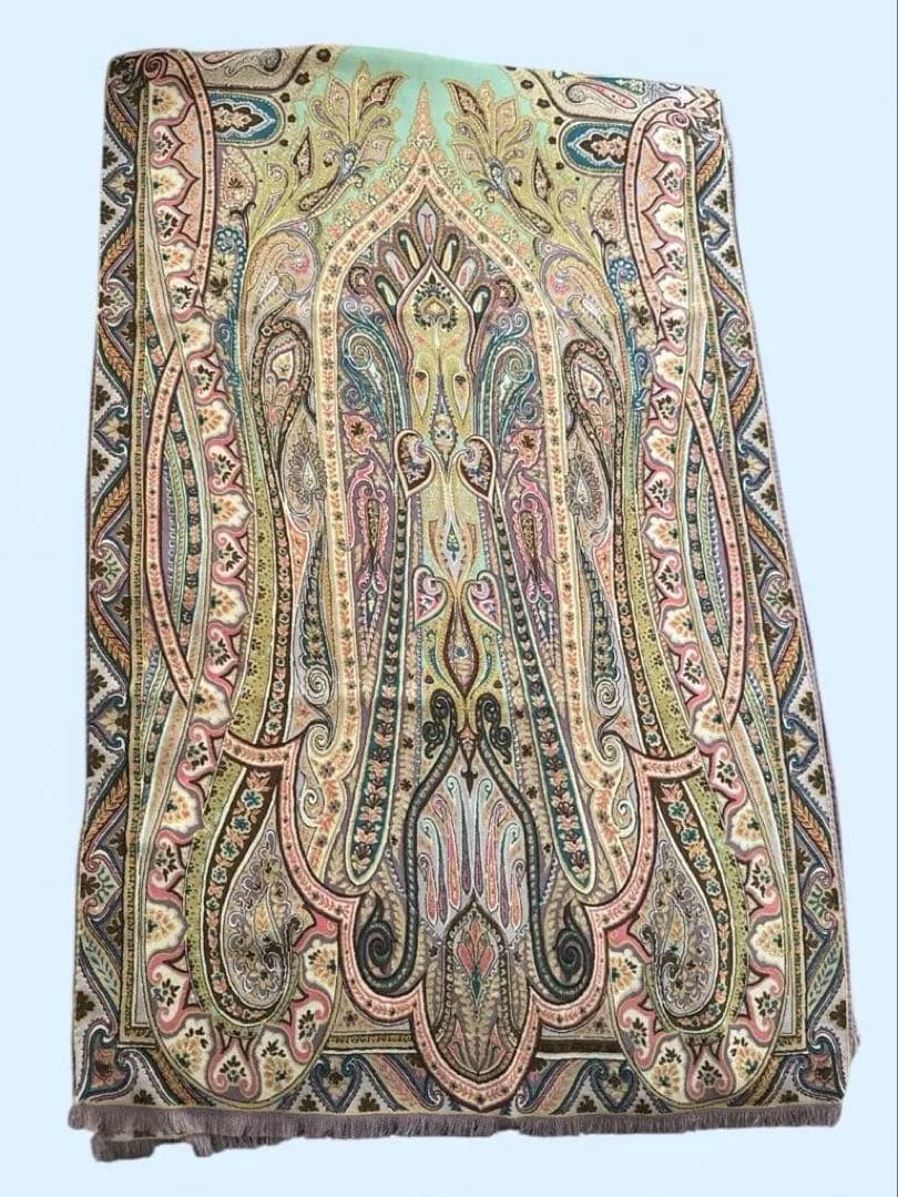 最終値下げ！イタリア製　エトロ　ペイズリー柄　シルクウール　大判　ショール