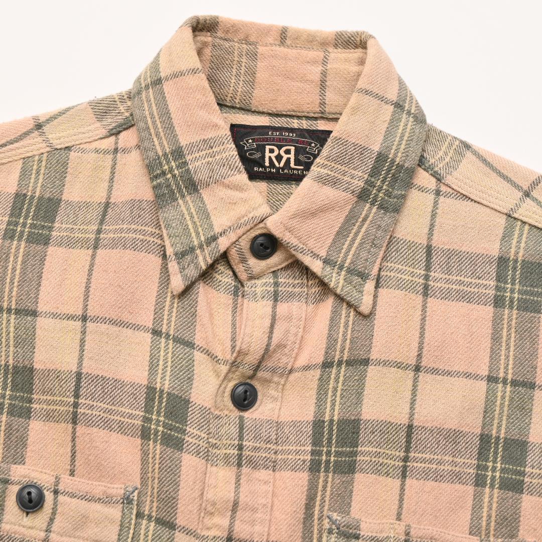 RRL ダブルアールエル 長袖 ネルシャツ チェック XS ベージュ