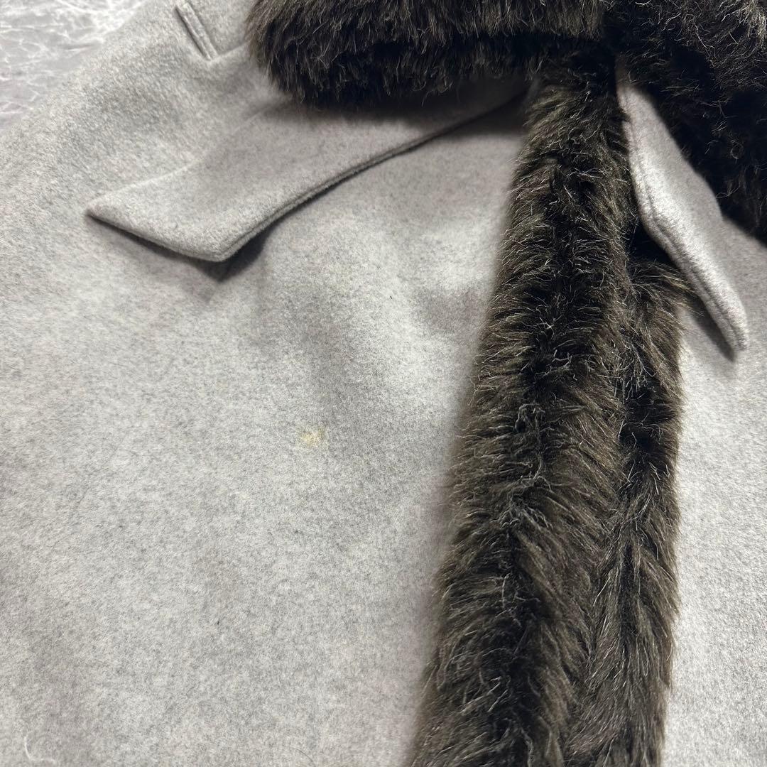 バーバリー♡ベルテッドコート　ファー　ロング　グレー　38