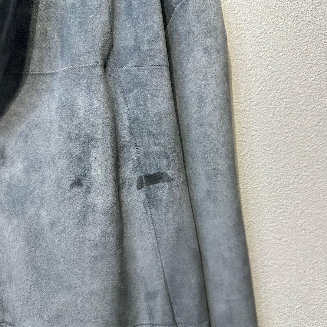 希少 LOEWE 上質 スエード レザー モノグラム デザイン ノーカラーコート