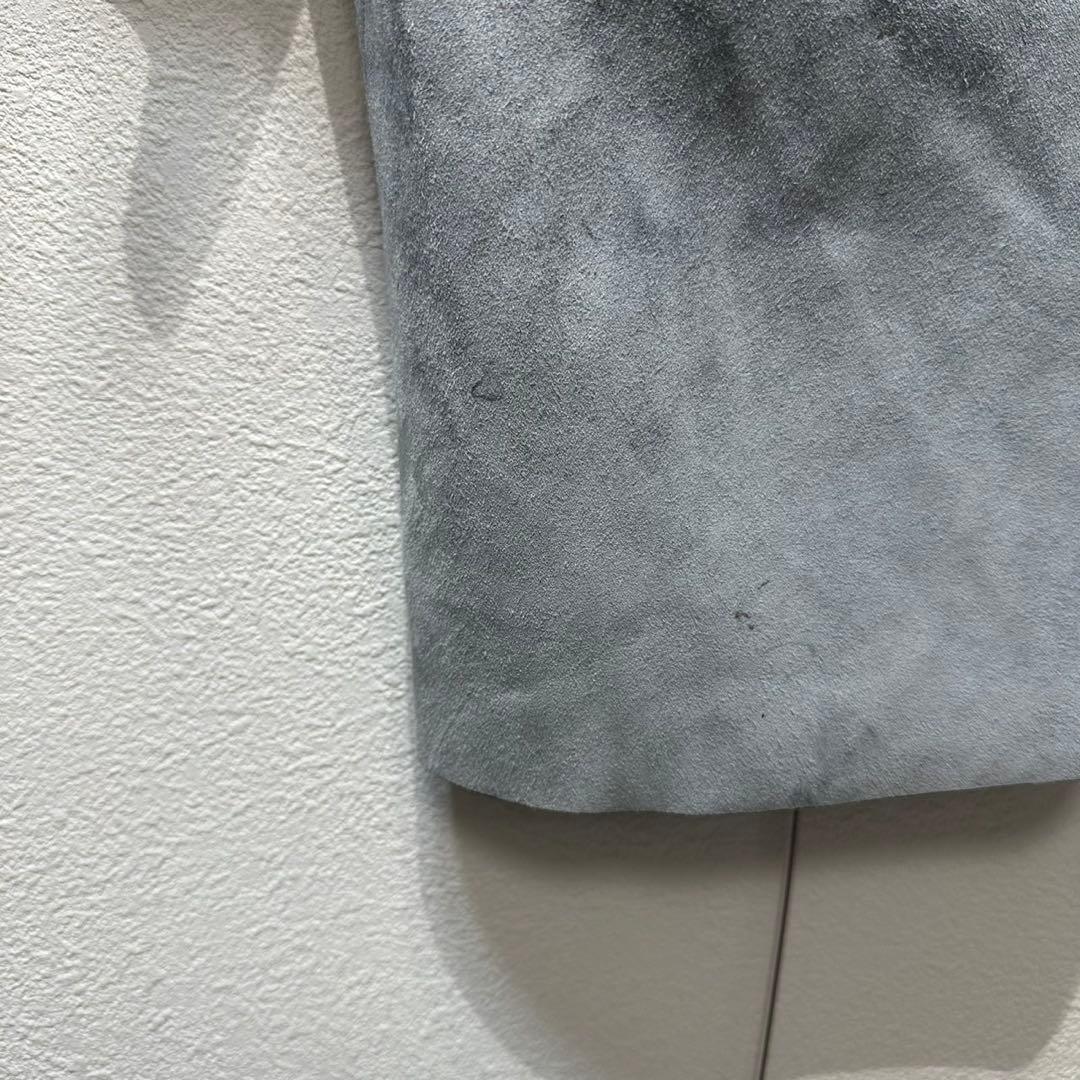 希少 LOEWE 上質 スエード レザー モノグラム デザイン ノーカラーコート