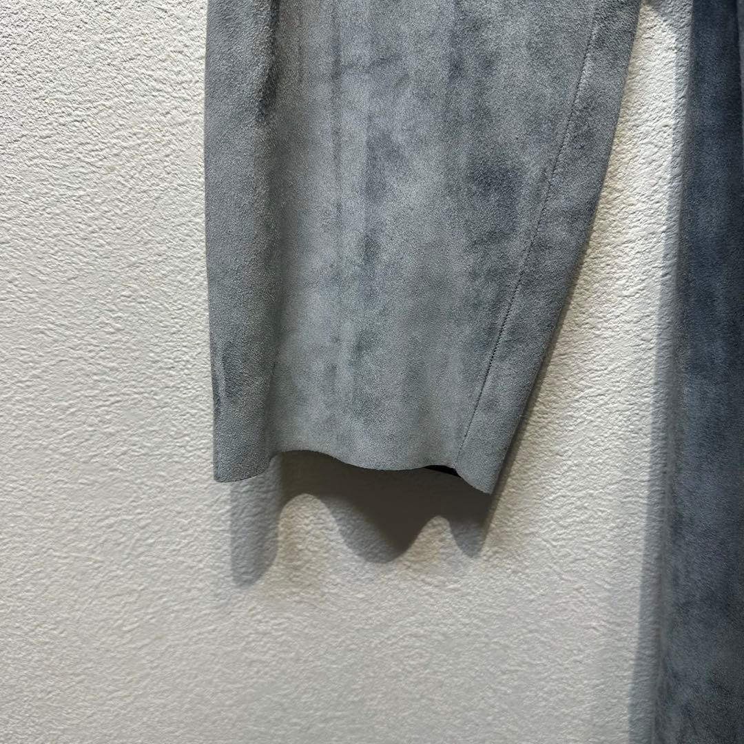 希少 LOEWE 上質 スエード レザー モノグラム デザイン ノーカラーコート