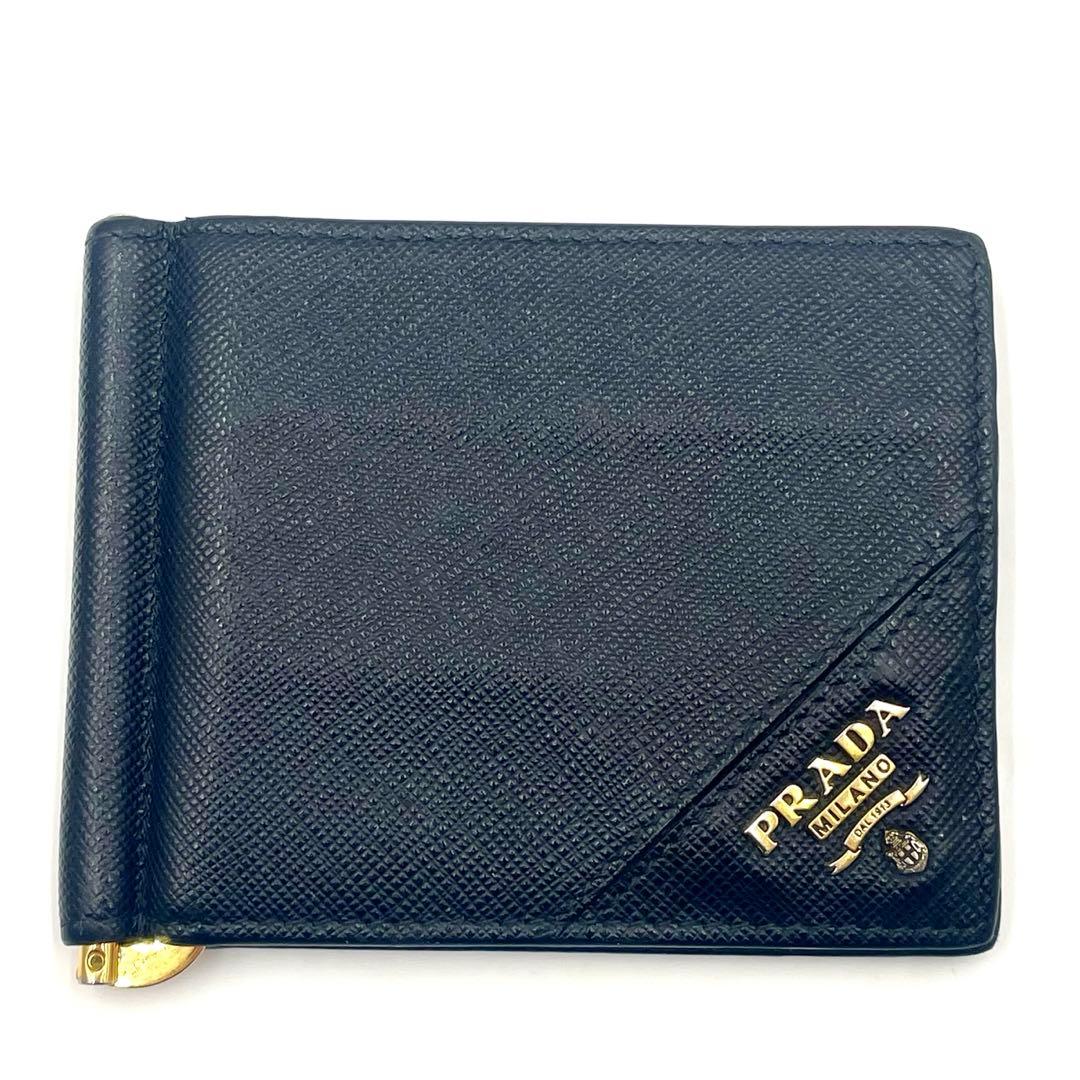 PRADAプラダ マネークリップ サフィアーノ メタルロゴ 折り財布 RFID