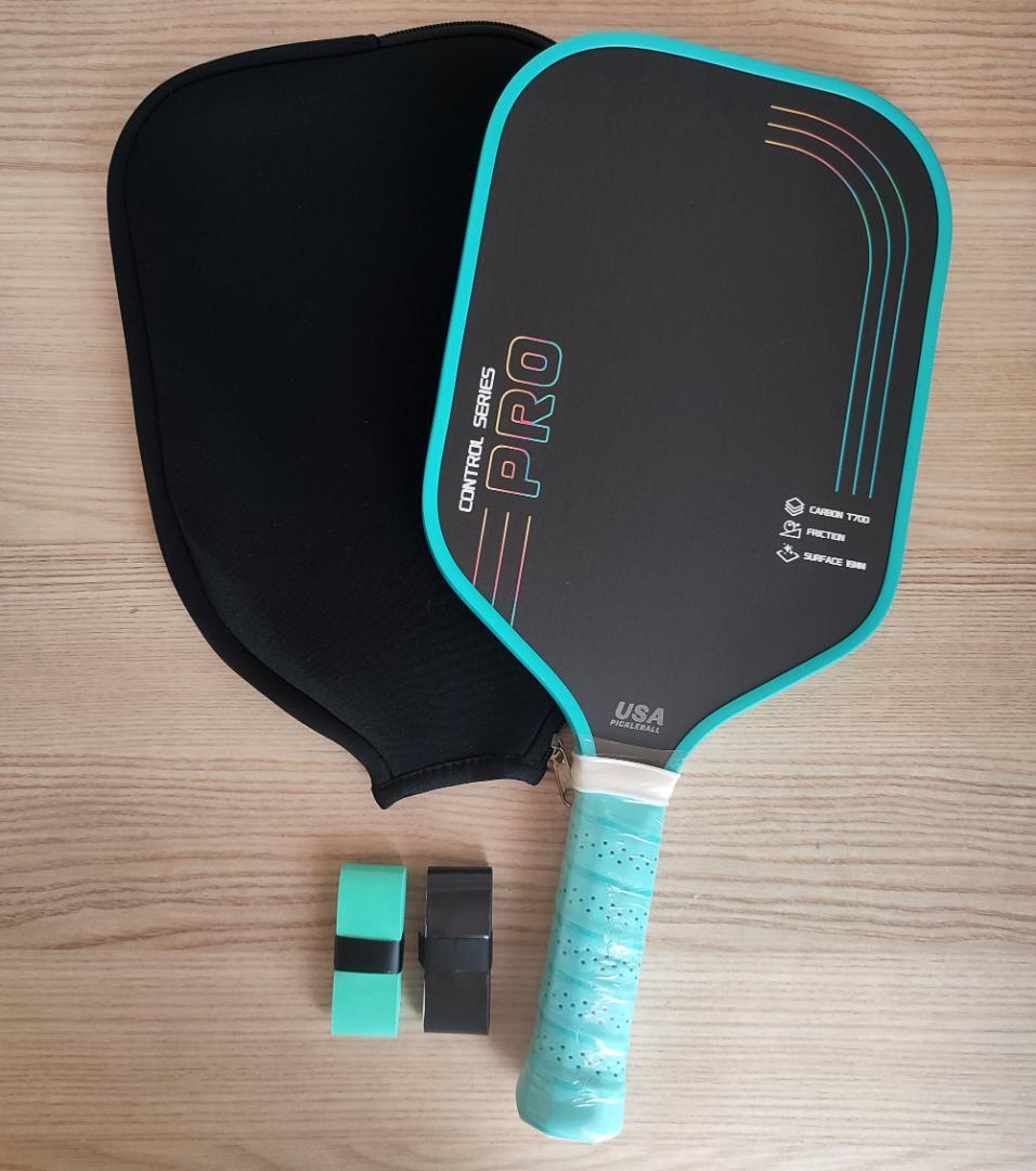ピックルボール パドル T700生カーボンファイバー 水色 16mm