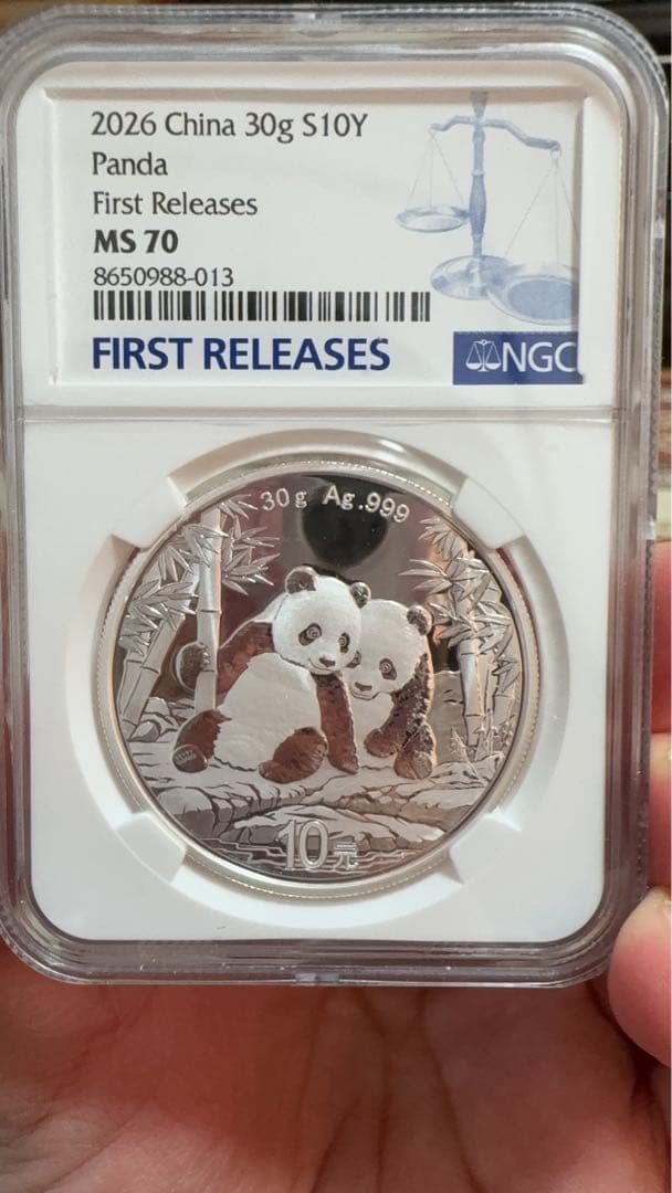 2026年 パンダ銀貨 30g MS70 ファーストリリース