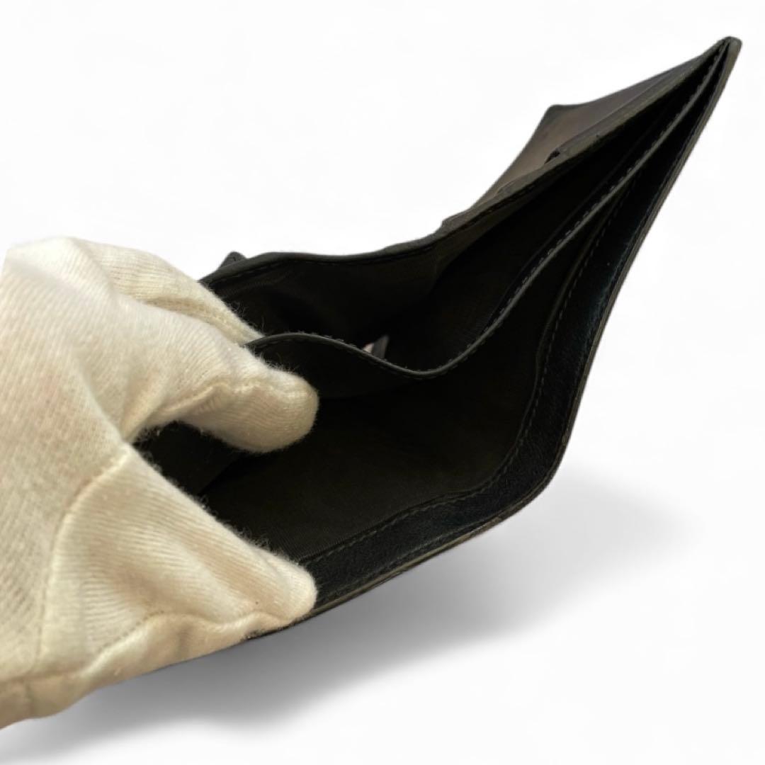 【美品✨️】GUCCI マイクロシマ 二つ折り財布 ブラック GG柄　レザー　黒