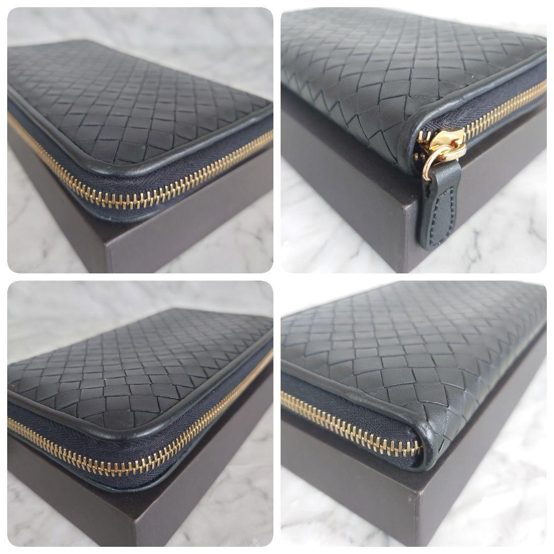 Bottega Veneta イントレチャート 長財布 ラウンドジップ ブラック