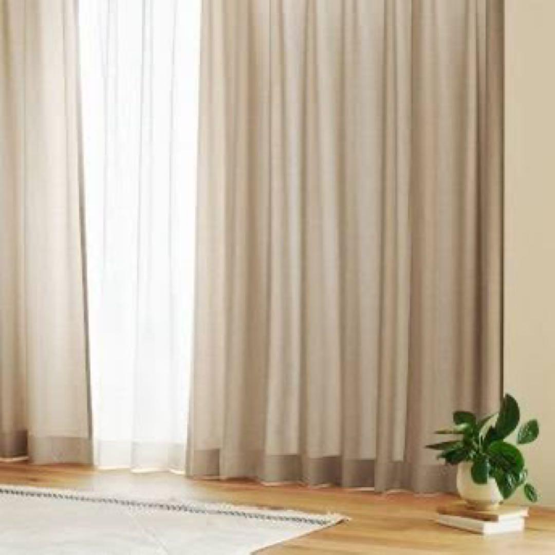 【カーテン】unico（レースカーテン付）【グレーベージュ】