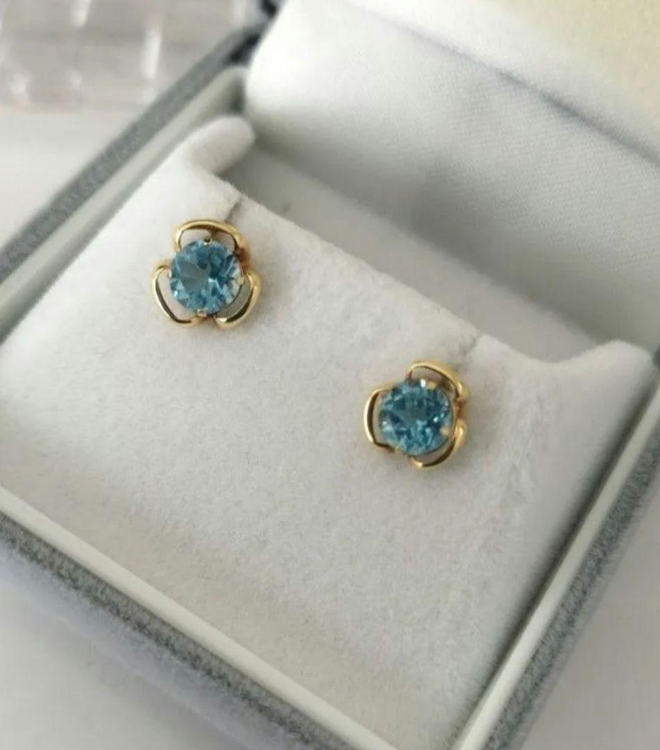 K18YG ブルートパーズ ピアス