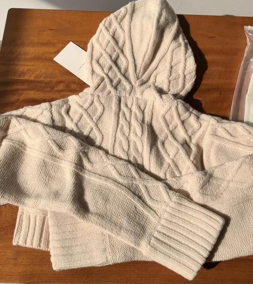 新品ANDMARY Mary logo cable knit set ivory