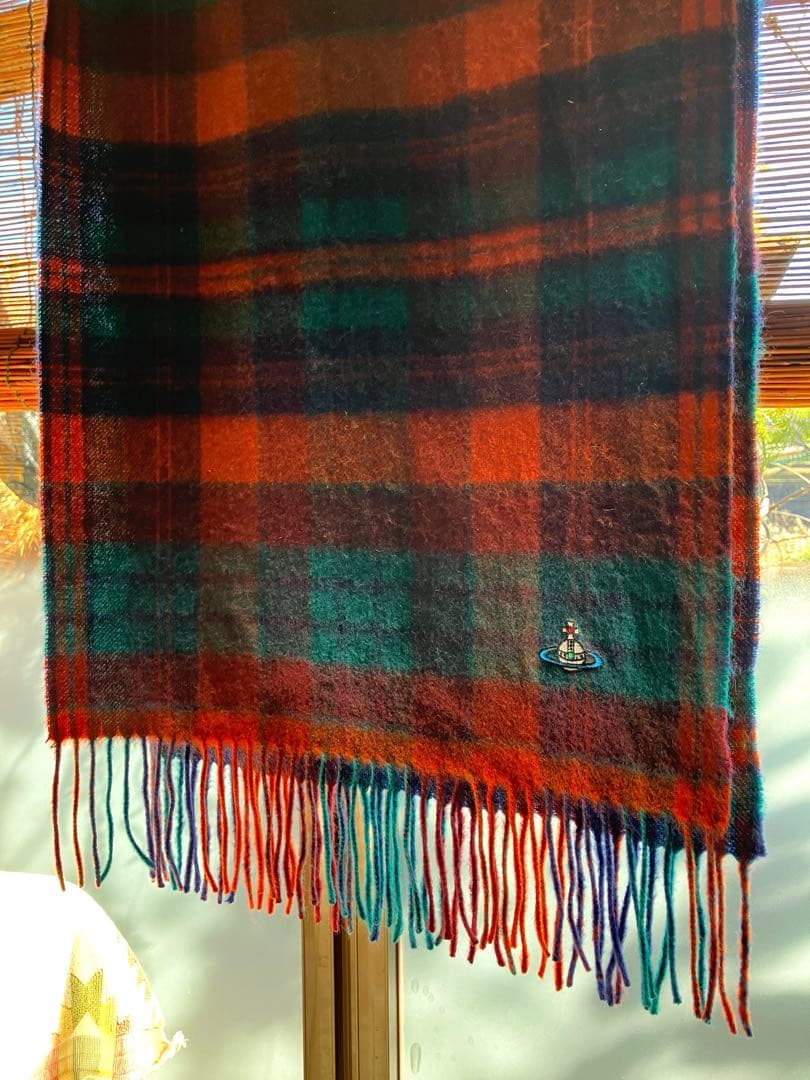 【レア】ヴィヴィアンウエストウッド　マフラー　カシミヤ100% チェック柄オーブ