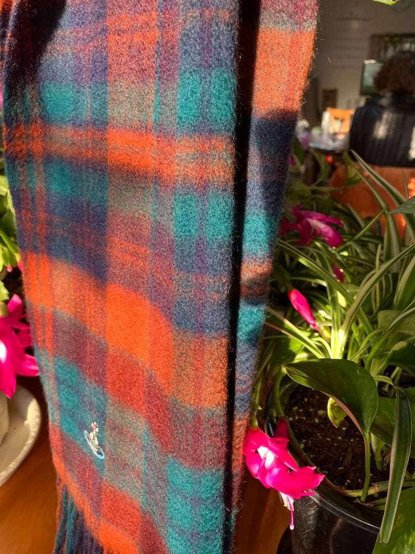 【レア】ヴィヴィアンウエストウッド　マフラー　カシミヤ100% チェック柄オーブ