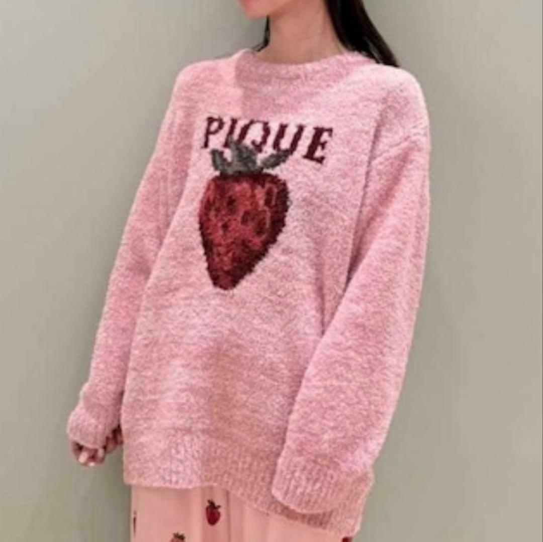 ♡新品 ジェラートピケ メランジストロベリージャガードプルオーバー ピンク