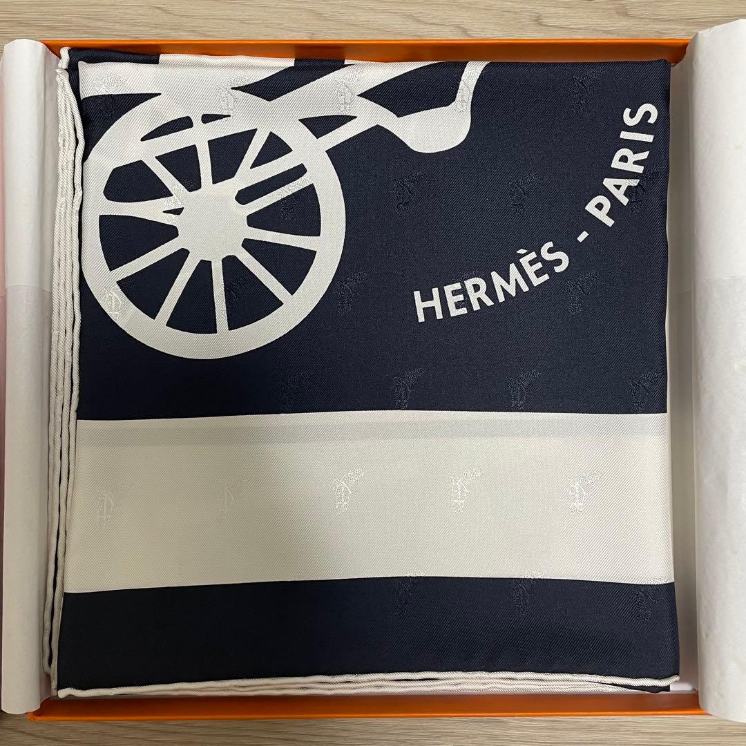 ☆新品タグ付☆エルメス Hermes カレ90 すべてはカレの中に　ネイビー