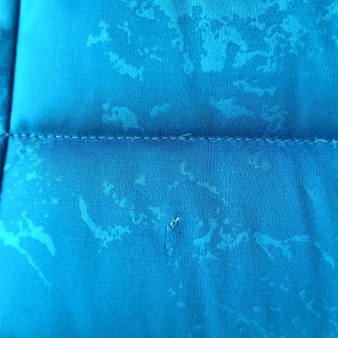 【イッセイミヤケ】ロングダウンコート ブルー 総柄 サイズ2