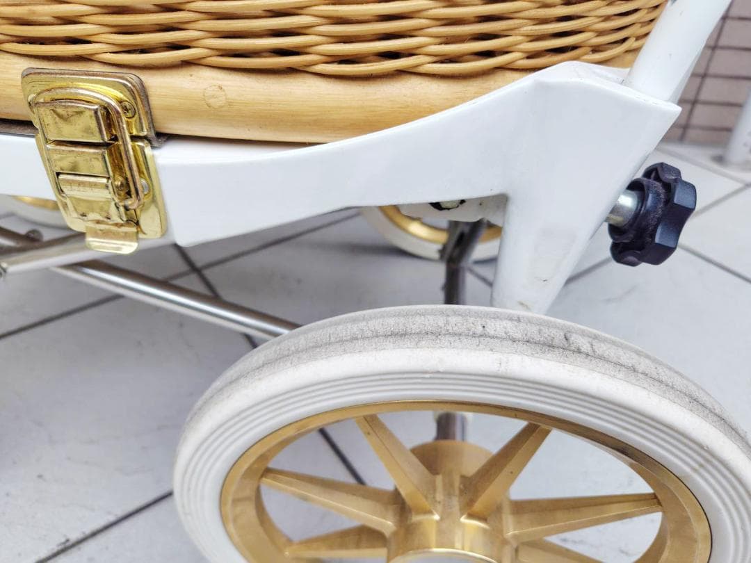 東京乳母車 プスプス ホワイトゴールド （安全フェンス、帆付き）