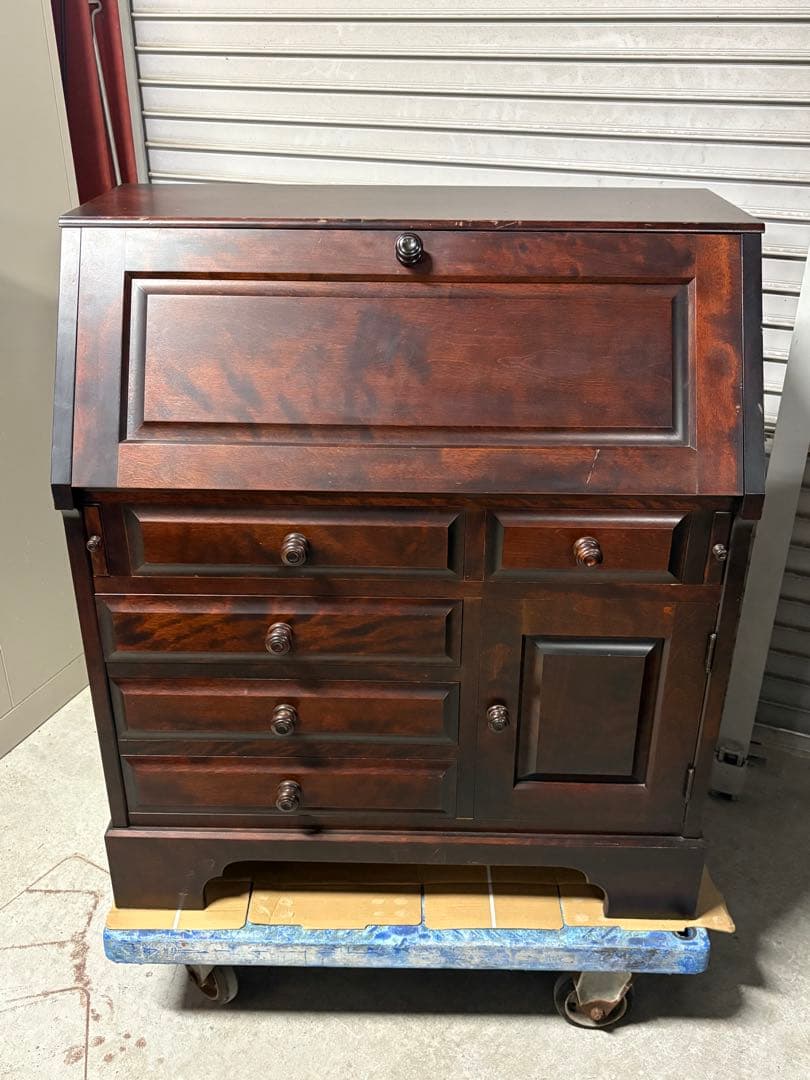 ☆GE237【中古品】北海道民芸 ビューロ 幅87cm　カバ材 机 デスク