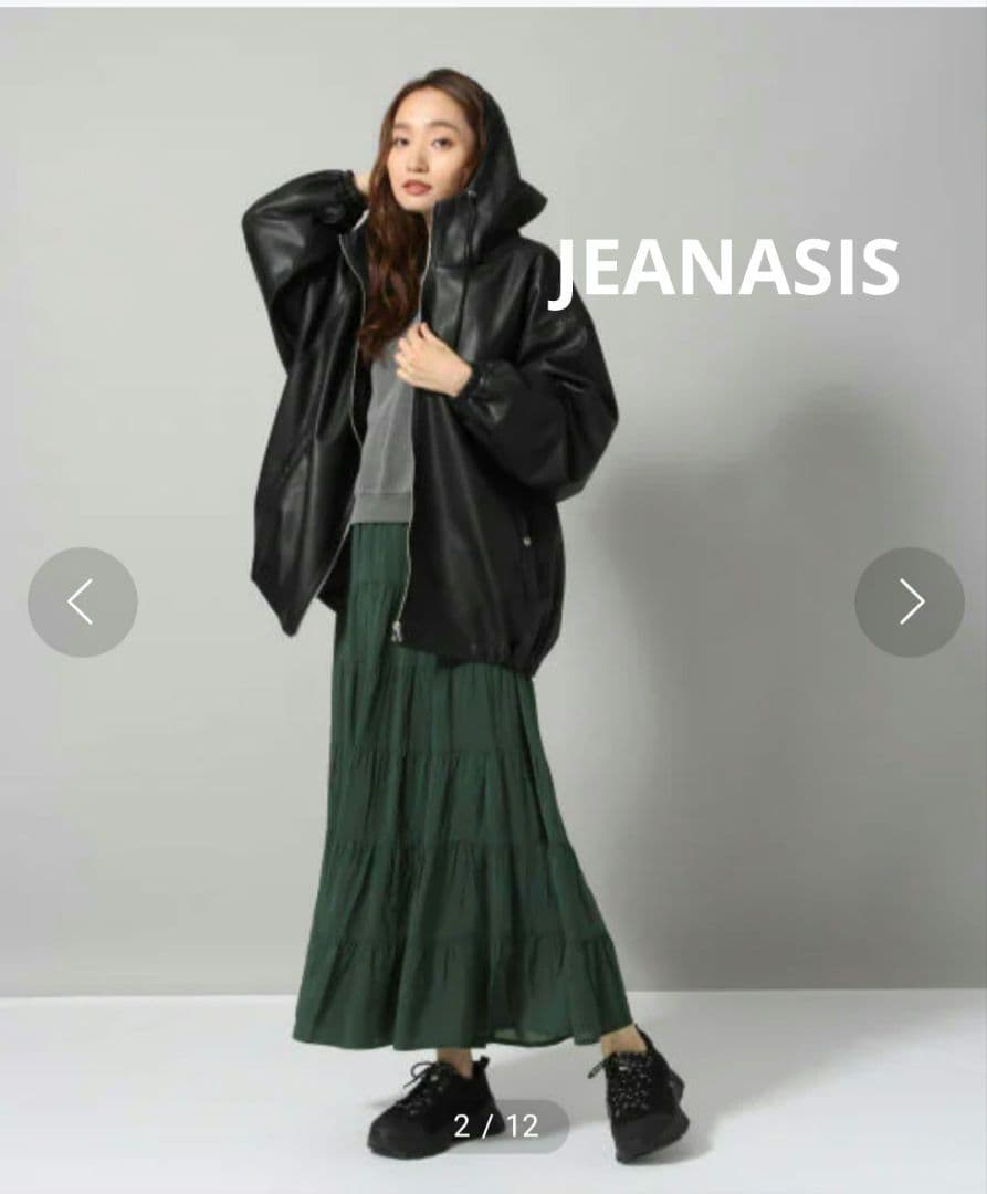 美品 JEANASISシンセティックレザーBIGフーディ【YOGA】