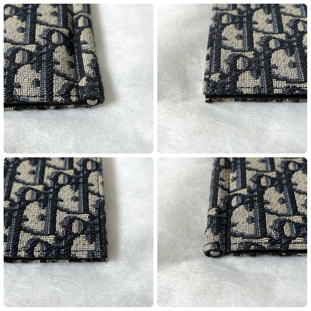 ディオール　マネークリップ　オブリーク　ジャガード　レザー　ベージュ　ネイビー