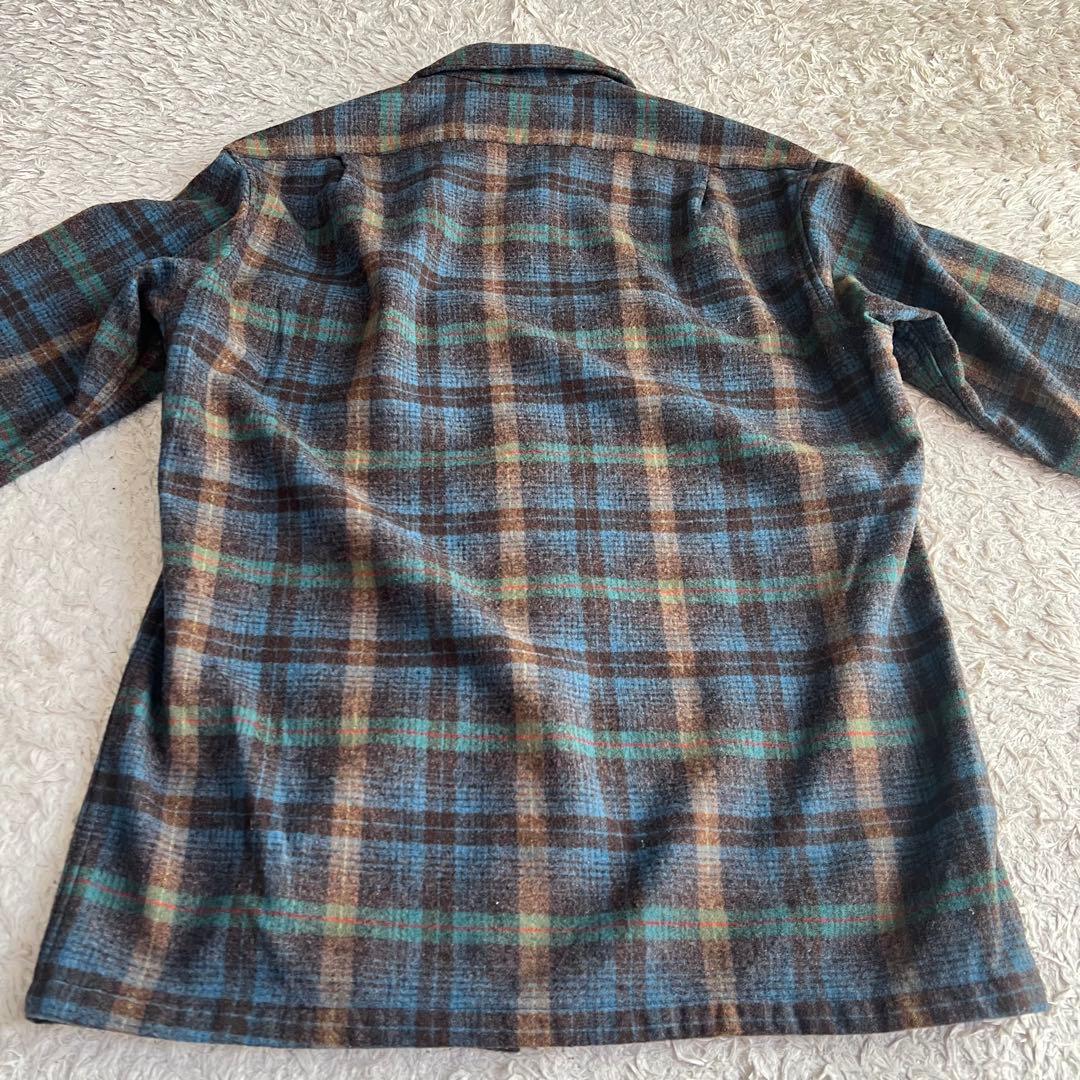 70's /ペンドルトン/ボードシャツ/開襟/ブルー/チェック/