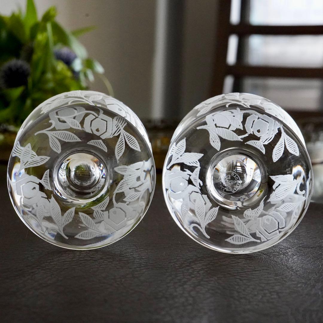 美品オールドバカラBACCARAT★フォントネ ローズ ワイングラス★ペア希少