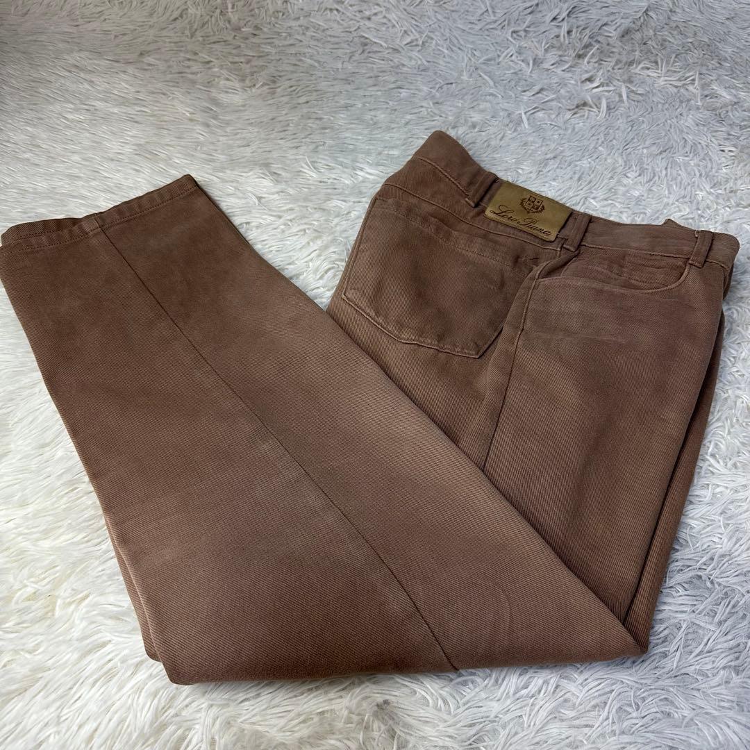 極美品 Loro Piana ブラウン コットンパンツ 48 L イタリア製