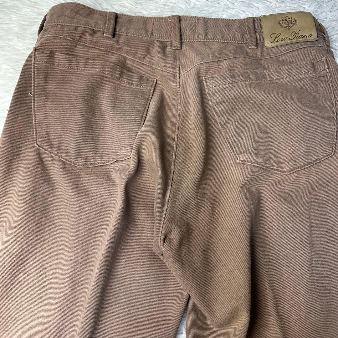 極美品 Loro Piana ブラウン コットンパンツ 48 L イタリア製