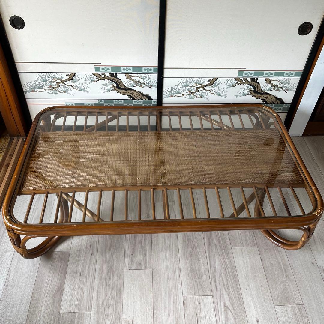 藤ラタン　ローテーブル　センターテーブル