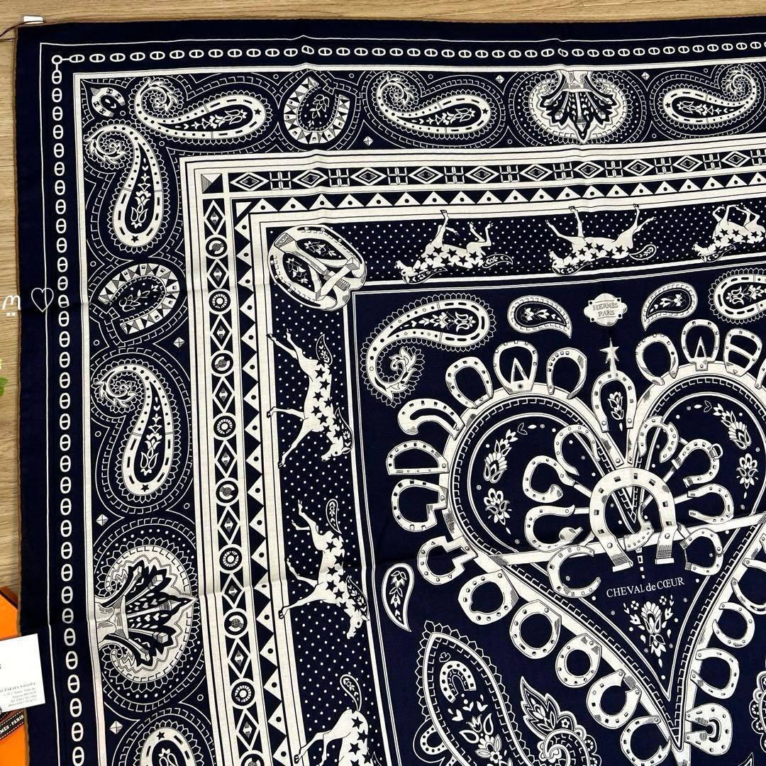 新品　新作エルメス　カレ140　ジェアン　シュヴァルドゥクールバンダナ　カシシル