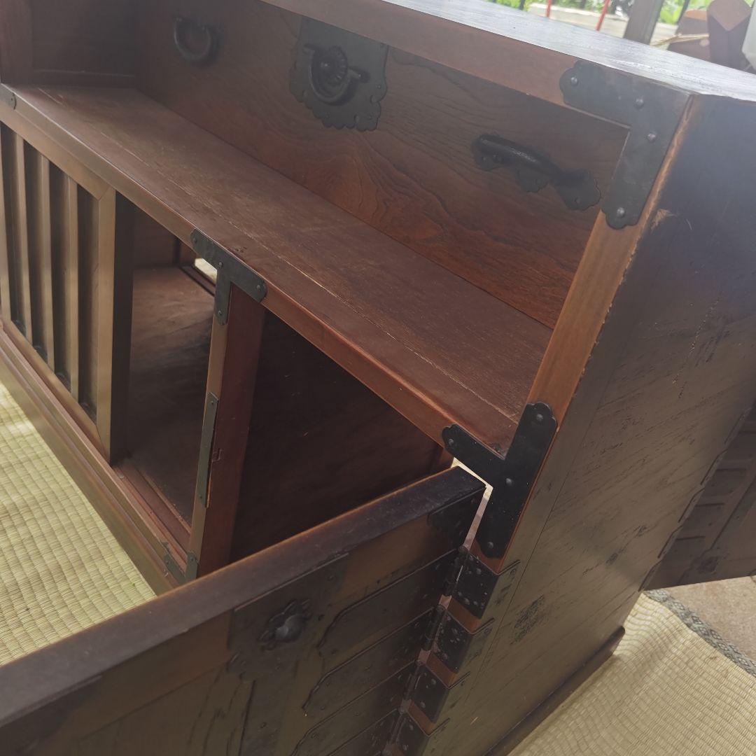 昭和レトロ　階段桐タンス　飾り棚　古民家　当時物　W117㌢