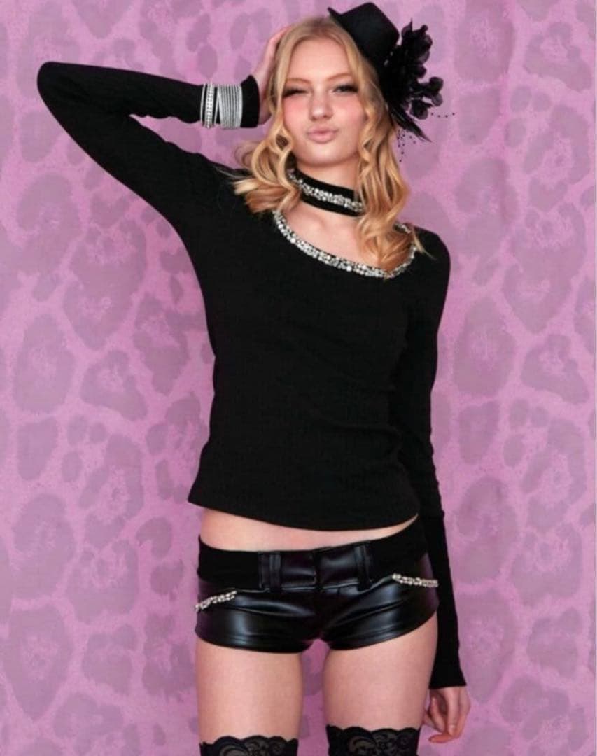 トップス Babylclub Jewel chocker t (black)