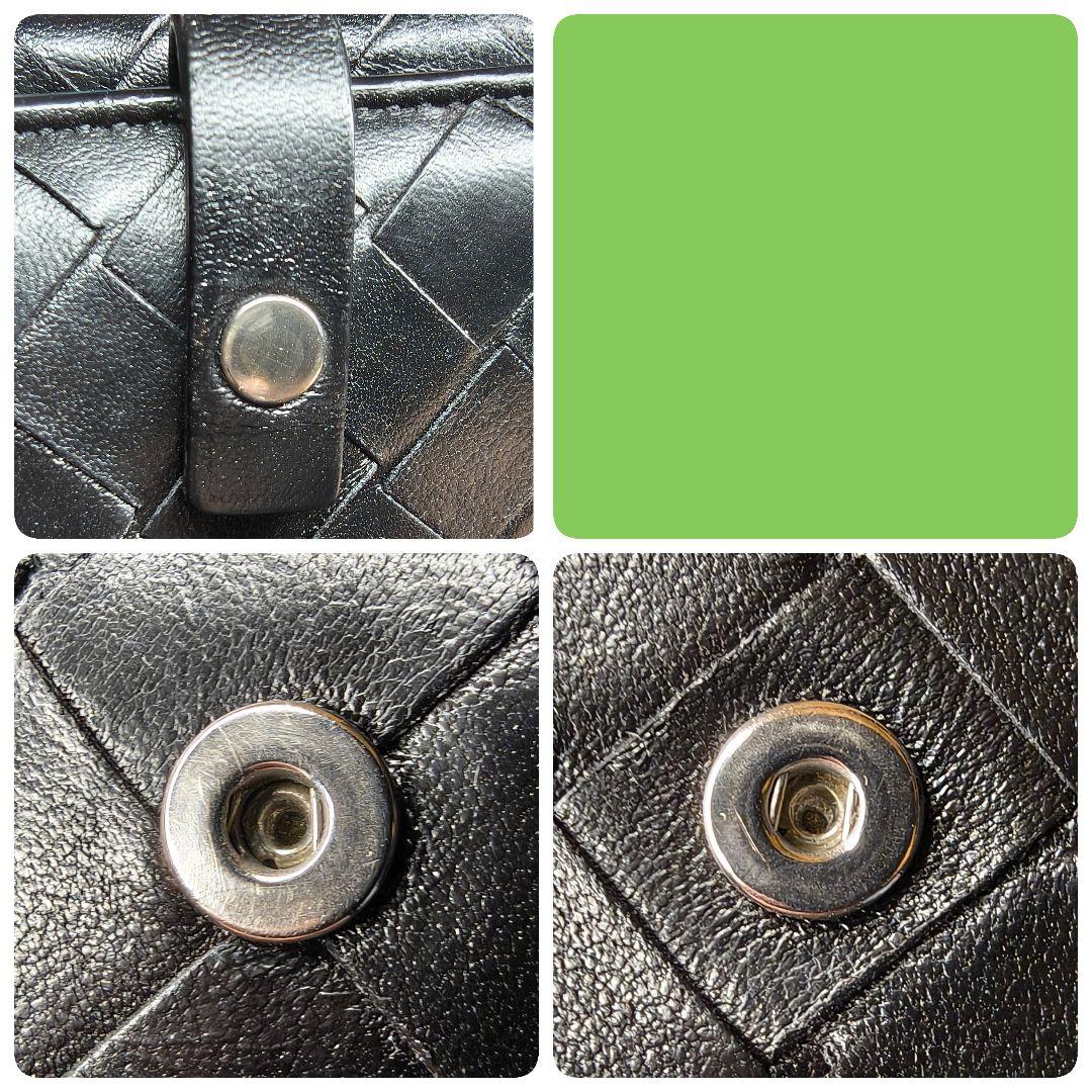 【美品】ボッテガヴェネタ二つ折ミニ財布 マキシイントレ レザー Wホック／黒A