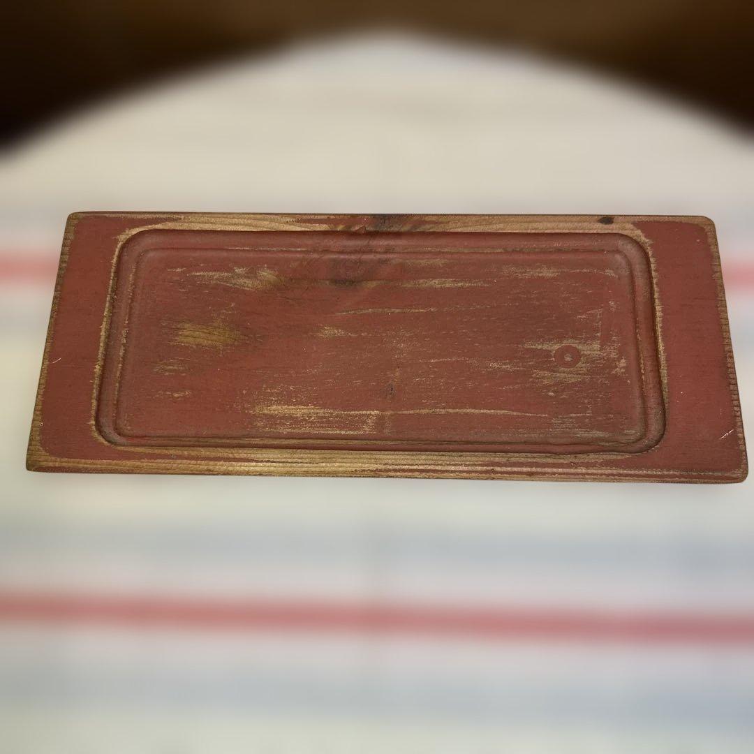 アメリカンカントリー木製トレー赤3枚セット木製の汽車とアルファべットオモチャ付き