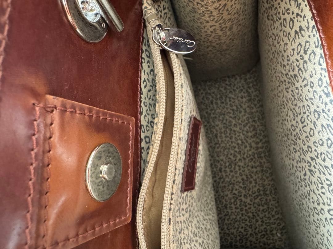 ヴィンテージCartier ブラウンレザートートバッグ