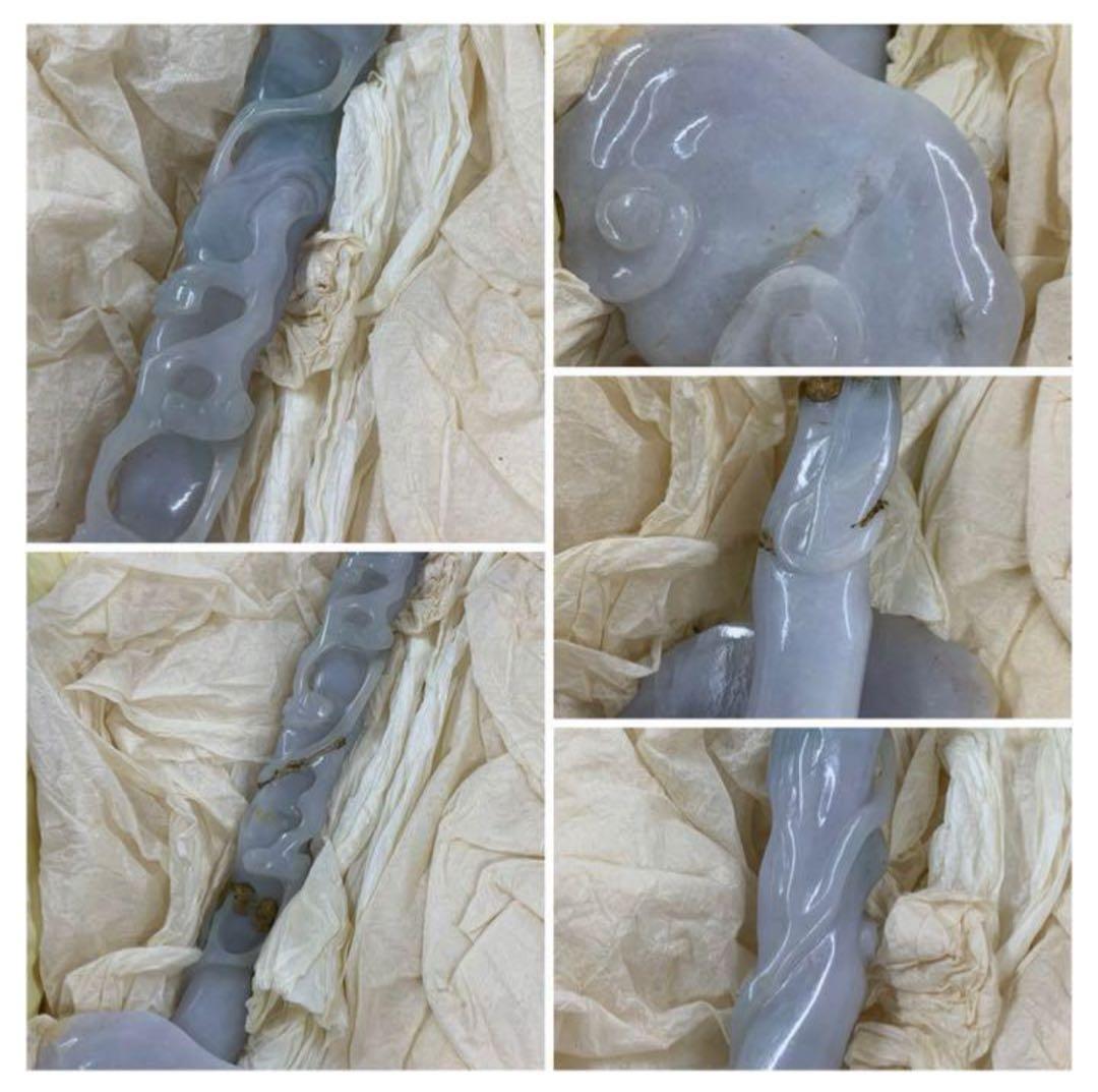 中国古美術/清時代贵重な天然スミレ色翡翠如意置物皇室専用品