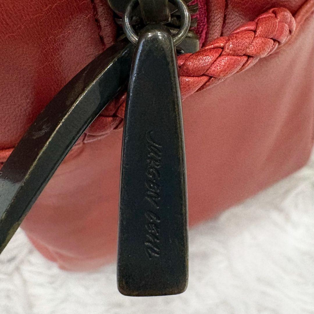 ヨーガンレール ミニボストン スクエア レザー 自立 テラコッタ 大容量 ロゴ