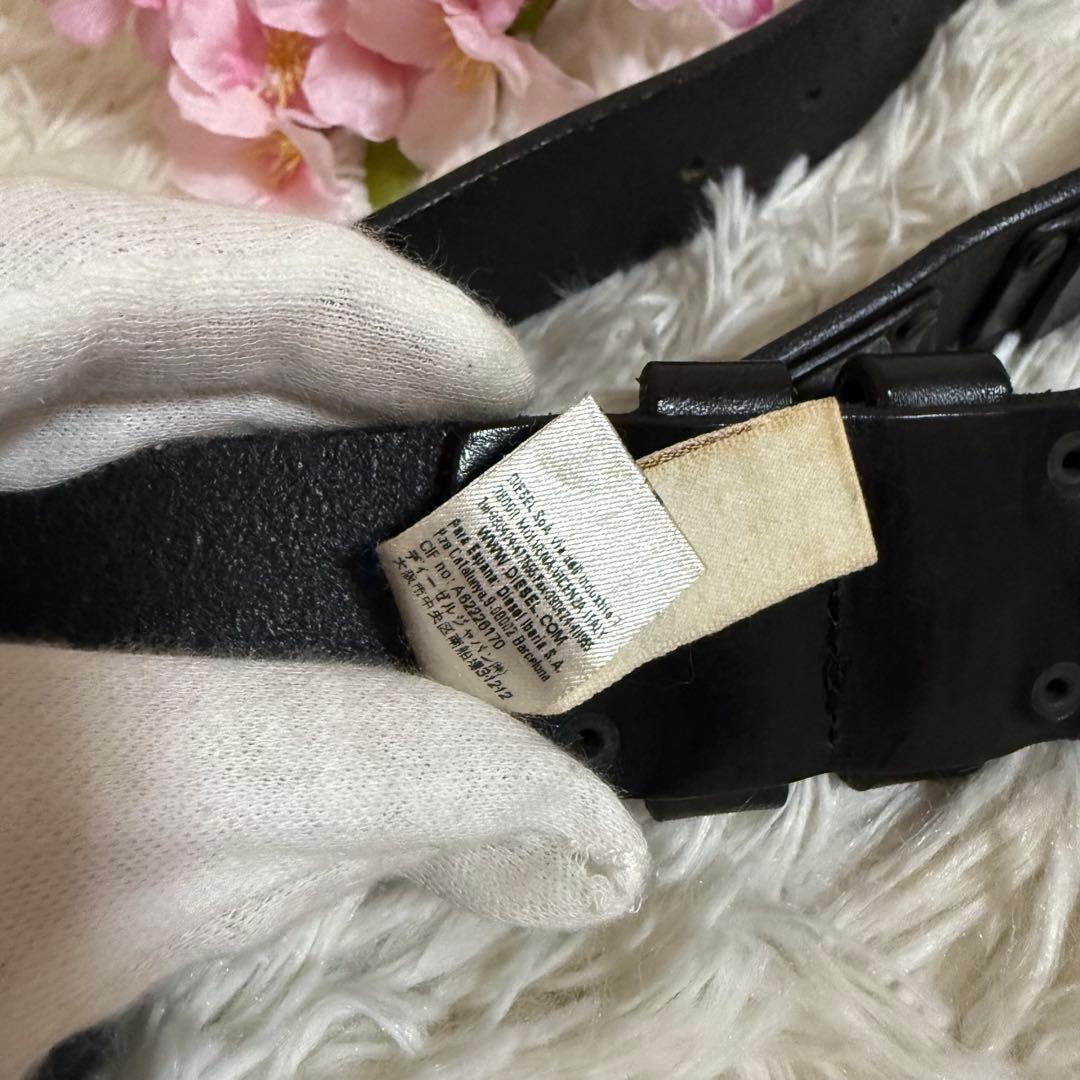 diesel ベルト 本革 メタルロゴ メンズ　イタリア製　レザー　y2k 黒