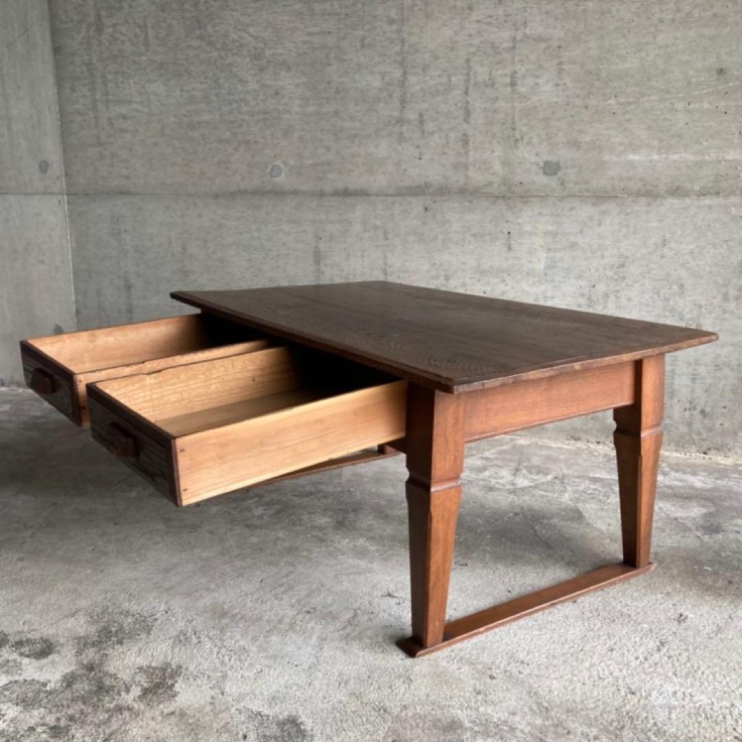 古い味のある文机 座卓 テーブル 引き出し 木製 和風 家具 古道具 レトロ