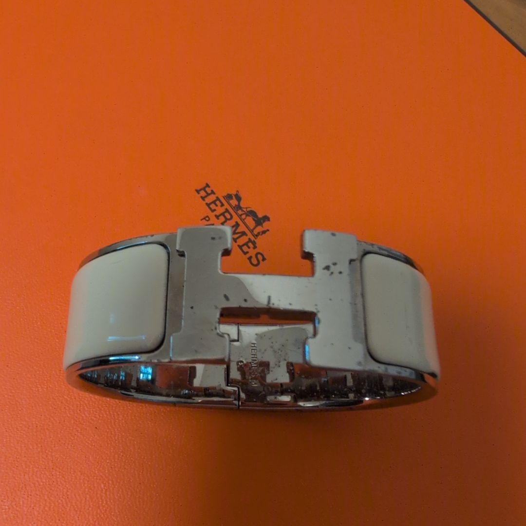 HERMES ホワイトエナメルブレスレット