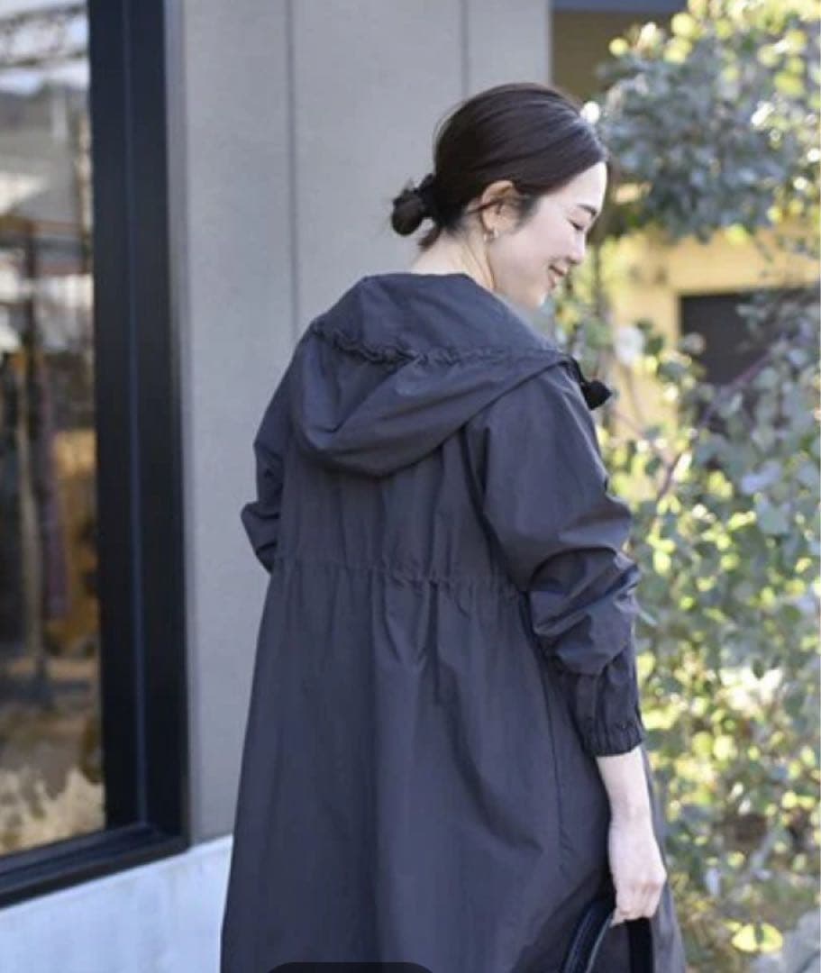 【美品】アワーホーム　撥水素材のダブルジップコート
