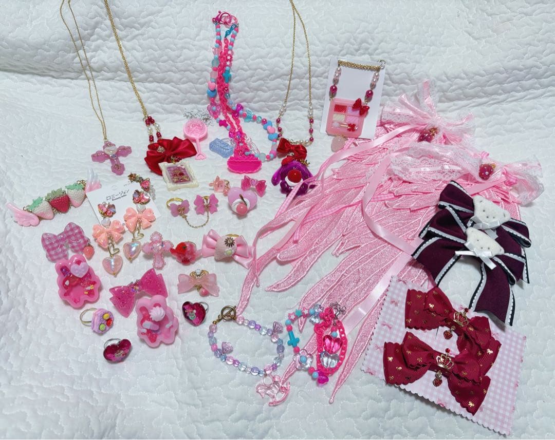 【28点セット売り】ピンク ハンドメイドアクセサリー ロリィタ 量産型 ガーリー
