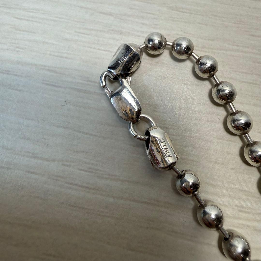 シルバー925 ビーズネックレス　41cm ナバホパール ボールチェーン