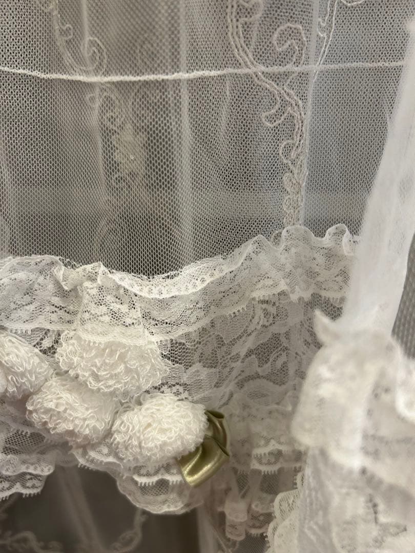 豪華❤️新品未使用ヒスクローネホワイト チュールカフェカーテン フリフリ90×90