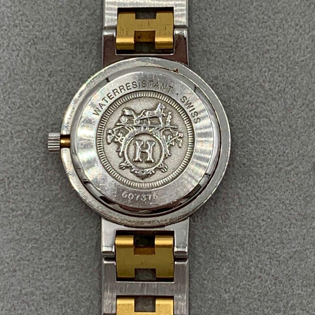 美品 エルメス クリッパー コンビ 白文字盤 デイト 腕時計 ラウンドフェイス