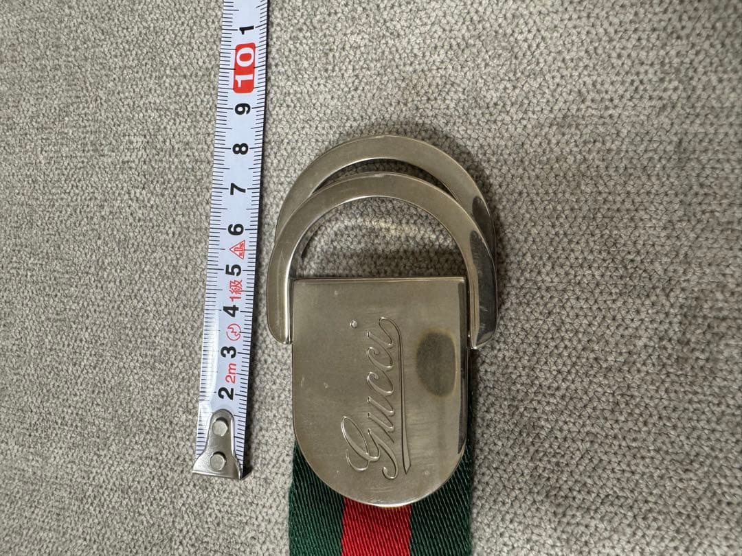 Gucci 緑赤ストライプ ベルト　美品