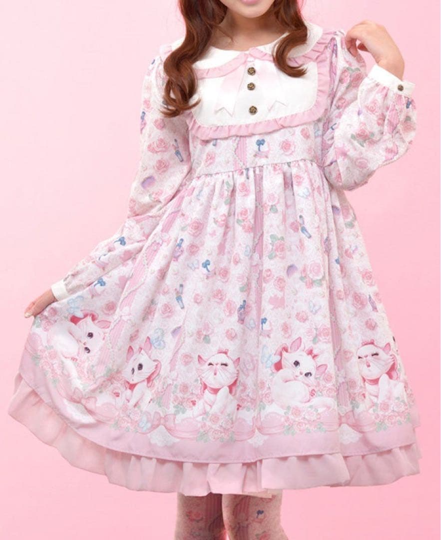 Angelic Prettyマリーワンピース ディズニータイツ付きかわいい原宿猫