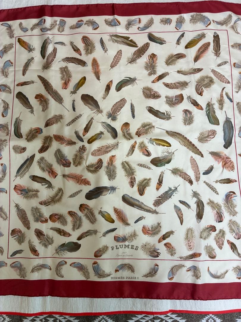 あ*き様 HERMÈS PLUMES シルクスカーフ 90cm